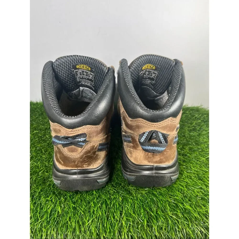 KEEN Waterproof Hiking Boots Mens Size 9 Brown Leather Outdoor Trail Work Shoes
